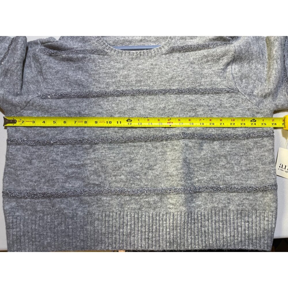 A.N.A Womens Size XXL Heather Grey Silver Striped Sweater - Picture 6 of 11
